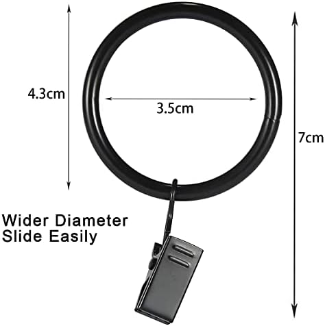 Nobranded 40 Pack Curtain Clips, 35mm Curtain Rings with Clips Internal Diameter Metal Decorative Rustproof Curtains Rings Hanging Rings for Curtains and Rods(Silver)