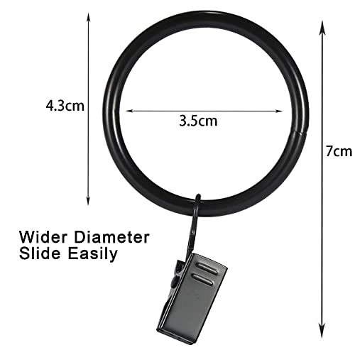 Vhob 40 Pack Curtain Rings With Clips, 1.4Inch Internal Diameter Metal Decorative Rustproof Curtains Rings Hanging Rings For Curtains And Rods(Black) #TOP1