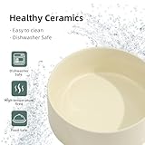Havniva Keramik 15.5cm Hundenäpfe für kleine und mittelgroße Hunderassen Futter- und Wassernäpfe (2er Set - Beige, 850ml)
