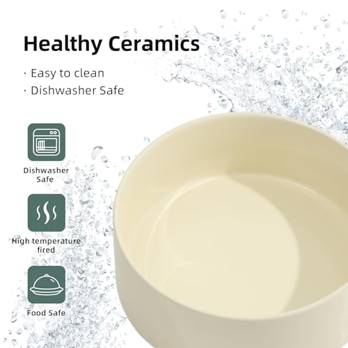 Havniva Keramik 15.5cm Hundenäpfe für kleine und mittelgroße Hunderassen Futter- und Wassernäpfe (2er Set - Beige, 850ml)
