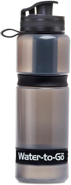 WATER TO GO Active BPA-free reusable water purifier sports bottle with leakproof filter - perfect for travel, camping, hiking, biking, cycling and survival in emergencies (75CL, BLACK)