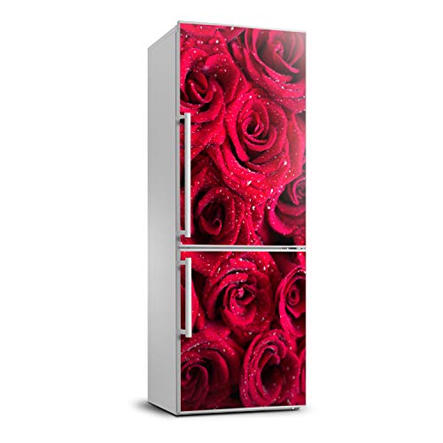 Rosas rojas cubierta refrigerador autoadhesiva 70x190 pegatinas pared cocina 2