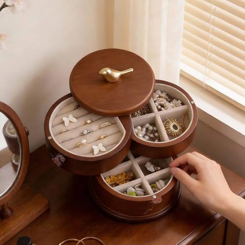 Boîte à bijoux rotative en bois pour ne plus perdre vos bagues