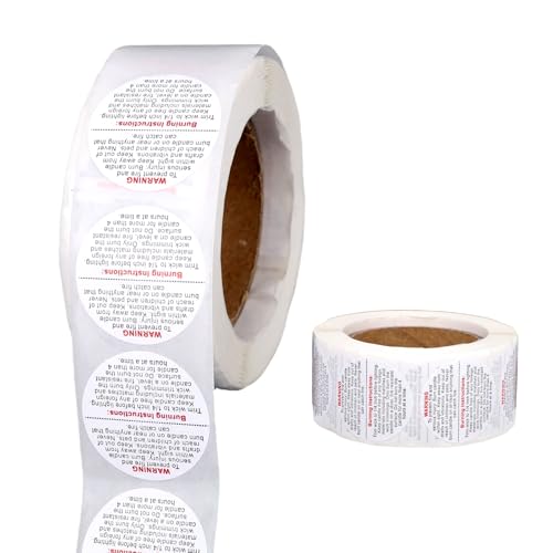 500pcs Candle Warning Labels, 2.5cm/0.98in Candle Jar Container Wax Melt Stickers Safety Stickers Accessories for DIY Making Candles