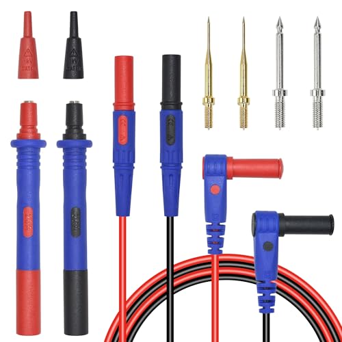 ZIBOO KIT-17 Multimeter Test Leads Kit, Professional and Super Soft Silicone Test Leads Digital Multimeter Leads with Ultra-Sharp Replaceable Multimeter Probes Tips Set of 10