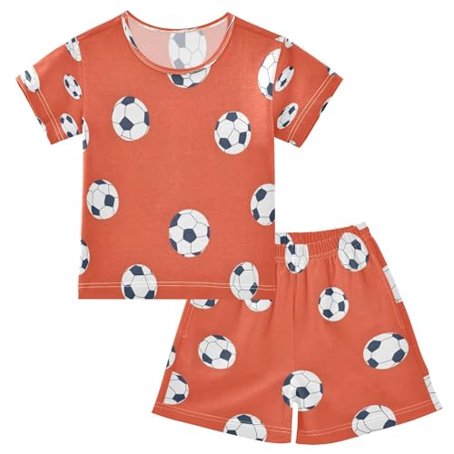 senya Short Sleeve Pajamas Sets Summer Cotton Sleepwear Football Orange Background
