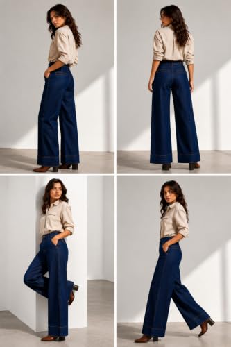 Image of Ben Martin Women High Rise High Waist Stretchable Baggy Oversized Loose Fit Casual Wear Denim Jeans
