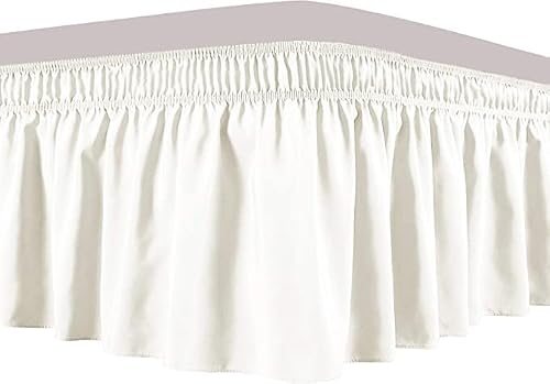 Obytex Wrap Around Bed Skirts, Cotton Bedskirt Elastic Dust Ruffle Silky Soft & Wrinkle Free Classic Stylish Look In Your Bedroom (Cream, King-12'' Drop) #TOP4