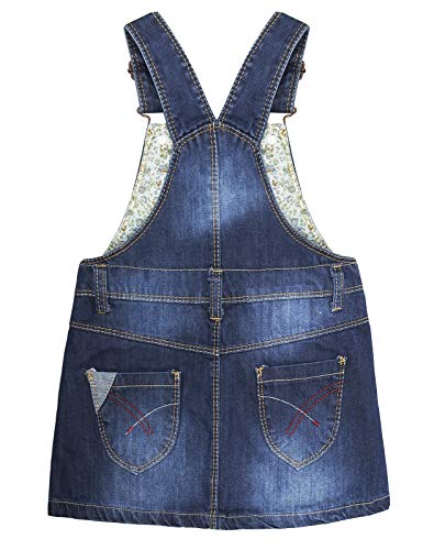 KIDSCOOL SPACE Vestido geral para meninas grandes com bolso e lantejoulas rasgadas jeans, Azul, 5-6