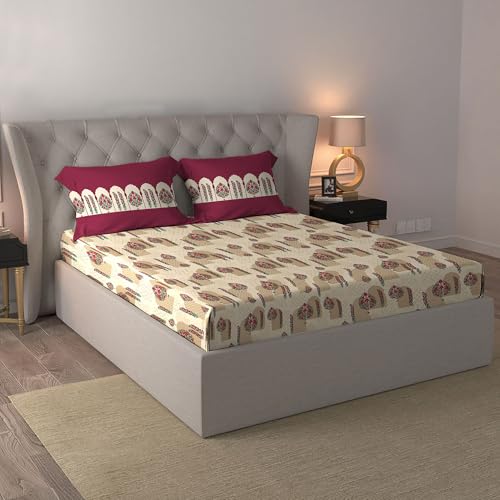 Image of MYTRIDENT Celebration Bedsheet Gifting Collection Double Size - Ruhani Magenta