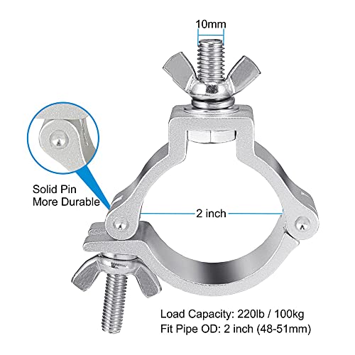 2 Inch Truss O Clamps, 10 Pack Olaalite Aluminum Stage Light Clamps for Truss, Heavy Duty 220LB LED Par Light Moving Head Lighting clamps, Fit for 48-52mm OD Tube/Pipe by Olaalite - Image 2