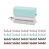 TAIYUYUE 6 Hole Portable Paper Punch Set, Loose-Leaf Binder Rings,Binding Spines, for Notebook Diary Scrapbook Photo Album Stationery Crafts, Positioning Ruler - 2 Sheets Capacity (Green)