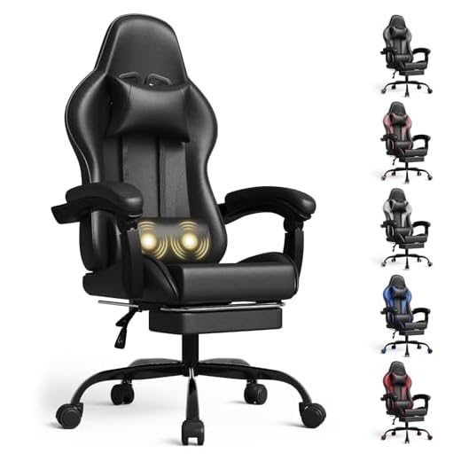 Homall Sedia Gaming con Cuscino Lombare Massaggiante, Schienale Regolabile e Sedile, Poltrona da Gaming con Poggiapiedi e Cuscino Per La Testa, Portata Fino a 150 kg, Adatta Per Ufficio e Casa.