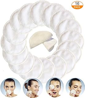 16 Pack Reusable Bamboo Makeup Remover Pads with Laundry Bag - 2 Layers