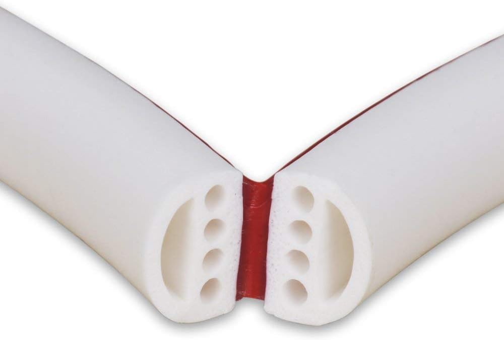 Professional Doors Windows Seal Strip Multi-Hole Design Silicone Self-Adhesive Insulation Rubber Anti-Collision Soundproof Waterproof Dustproof Windproof(D Type 6M, White)