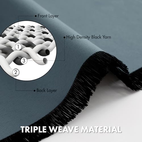 Image of MIULEE Set of 4 Grey Blue 45 Inch Short Blackout Kitchen Window Curtains | Bedroom Drapes, Light Blocking Privacy Curtains for Small Windows, Bathroom, RV /Motorhome, Laundry, Top&Bottom Rod Pocket