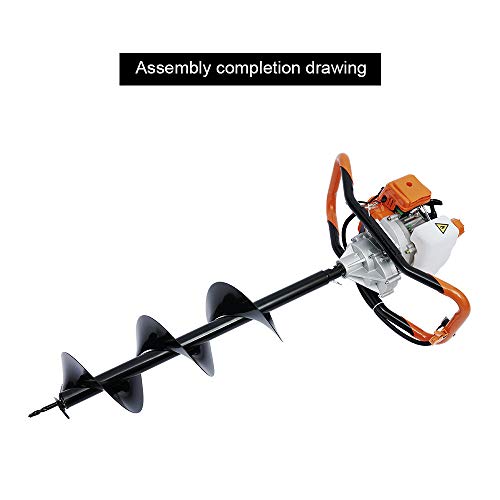 Fence Earth Auger, Petrol Borer 52cc 2-Stroke Post Hole Digger+Drill Bits 4" 6" 8" Bar Single Cylinder Air-Cooled System One Man Fence Earth Auger (US Stock) (2.3HP) - Thumbnail 2