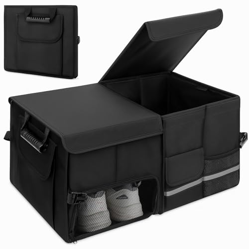 Dntorx Trunk Organizer for SUV - 60L Foldable Car Trunk Organizer Bags with Lid Large Capacity Car Organizers and Storage with Lid for SUV Sedan Truck Accessories 23.6212.9911.81(Black)