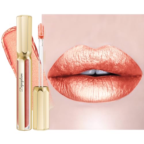 Image of Peach Red Lipsticks for Women Metallic Glitter Lipstick Long Lasting
