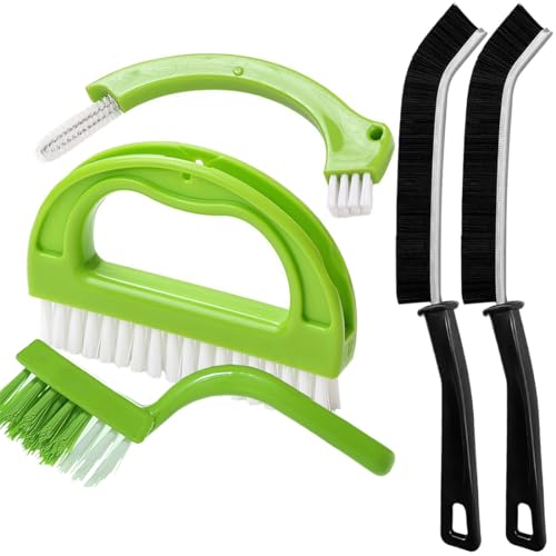 Enyoir 5 Pcs Crevice Cleaning Brush Set, Tile Grout Cleaner Brush, Hard Bristle Gap Brush Multifunctional Recess Groove Cleaning Tools for Bathroom, Kitchen, Window and Door (5)