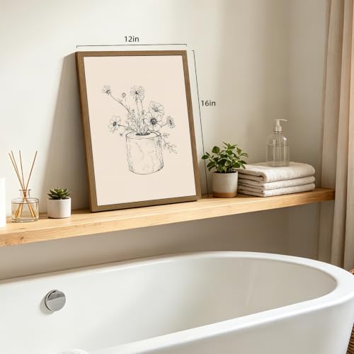 MueyHel Minimalist Floral Toilet Paper Wall Art, Wood Framed 16x24 Inch by MueyHel - Used condition - Image 6
