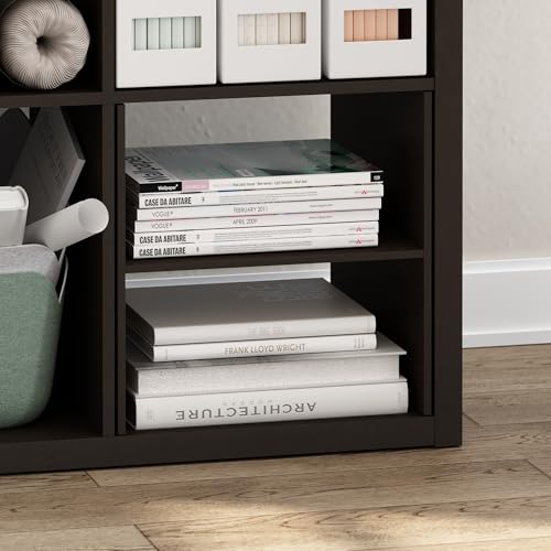 Image of Furinno Cubicle H-Shelf Cube Insert, 2-Tier Cube Organizer, Black Oak | Shelf Dividers, Fits into Furinno Extra Thick Cubes, for Organizers and Storage (Does not fit IKEA Kallax Shelving)