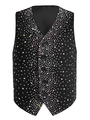YiZYiF Kids Boys Shiny Vest Boys Formal Suit Vest Waistcoat For Party Holiday Kids Clothes