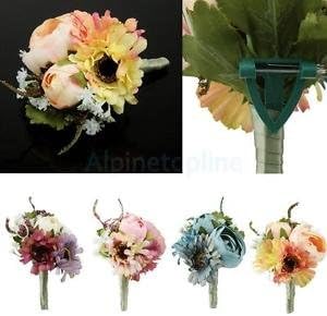 Wedding Bridal Groom Boutonniere Corsage Flower Brooch Pin Color:Champagne