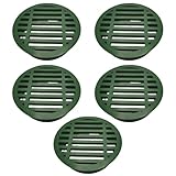Round Flat PVC Drain Cover for 3-inch and 4-inch Floor Drains – Heavy-Duty Sewer & Outdoor Gutter Grate, Clog-Resistant Grid Design, Green or B(4 INCHES (Black))
