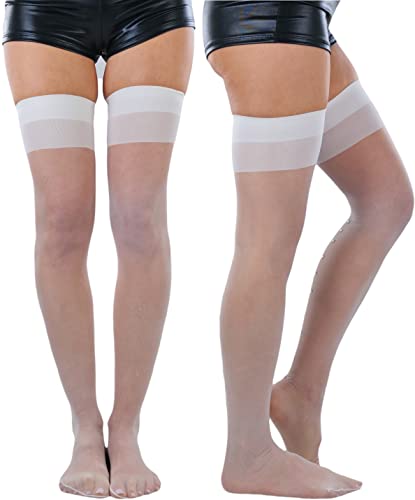 Image of ToBeInStyle Women's Seamless Thigh High Nylon Stocking With Opaque Band