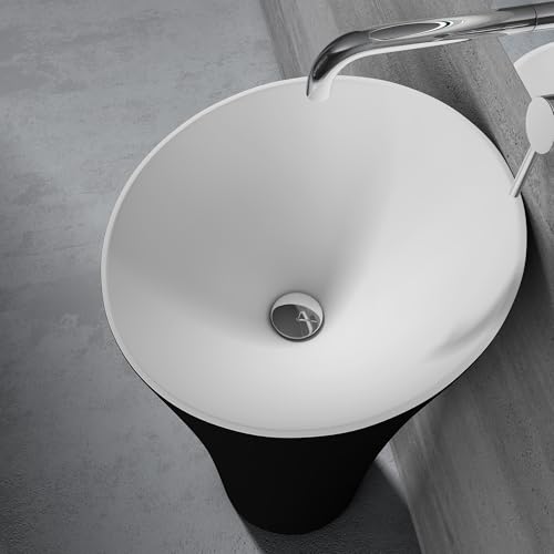 Mai & Mai Waschbecken Standwaschbecken aus Mineralguss in schwarz und weiß, Waschtischsäule Standsäule BTH: 42x42x85cm Colossum33