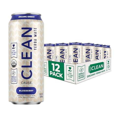 CLEAN Cause Blueberry Yerba Mate Tea Non-Carbonated, USDA Organic Energy