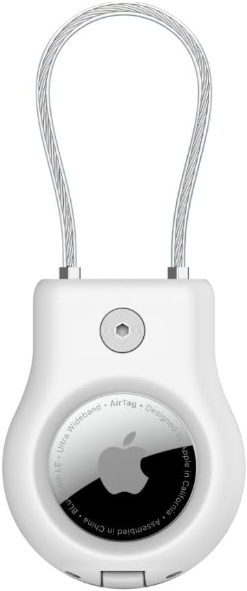 Belkin Apple AirTag Secure Holder With Wire Cable - AirTag Holder - Lock & Protect Air Tags In Durable Scratch Resistant Case - Protective AirTag Keychain Accessory For Keys, Luggage & More – White