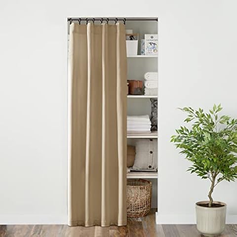 PANELSBURG Accordion Doors for Doorway and Closet,Temporary Folding Door Interior,Tan Beige Cover