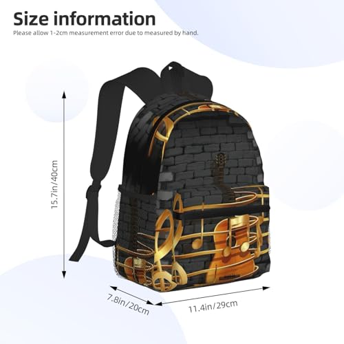 Sac à dos ordinateur avec imprimé guitare noir polyvalent taille unique - 4