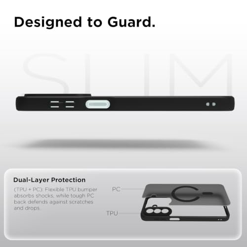Image of RIGGEAR Shockproof Sleek Hybrid Armor Magnetic Back Cover Case Compatible with MagSafe Accessories for Samsung Galaxy F70 Pro 5G (Smoke Black Matte PC + Black TPU Bumper)