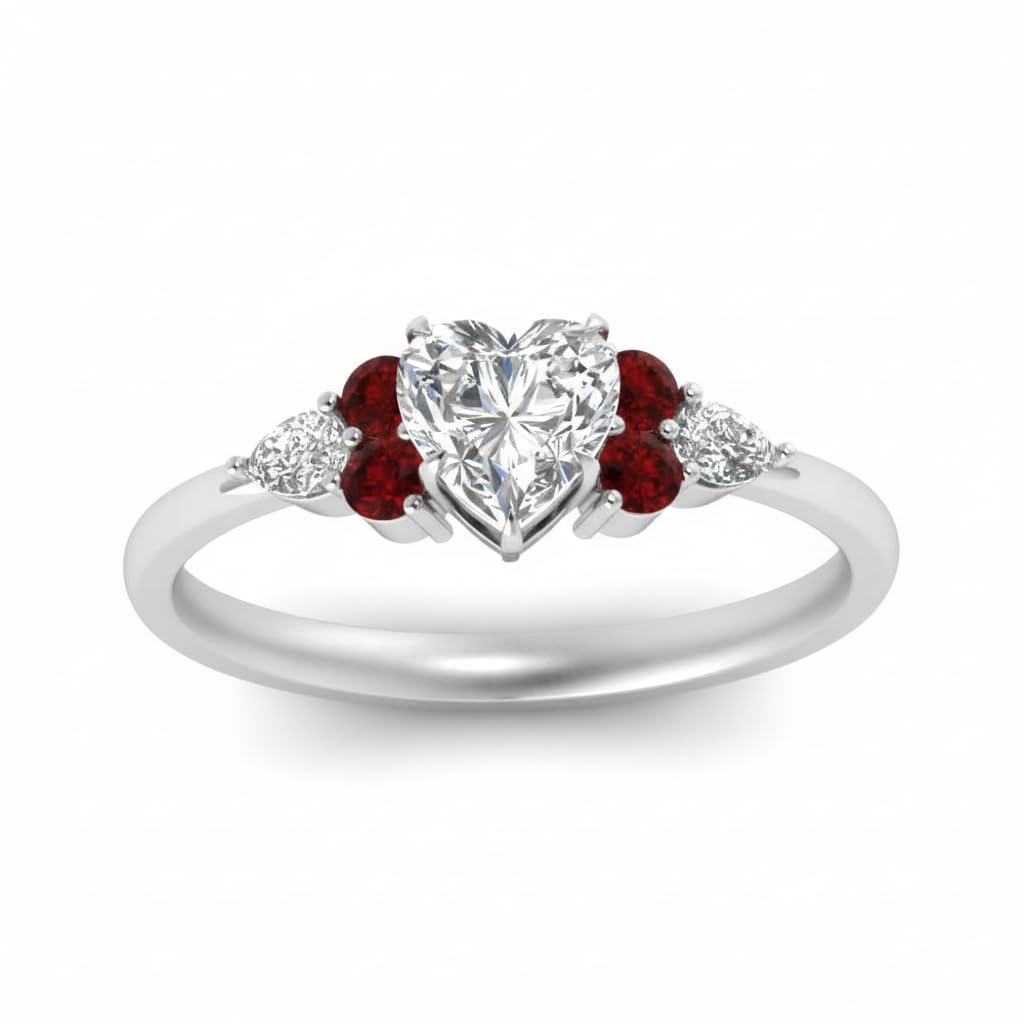 Choose Your Gemstone Graduated Channel Setting Diamond CZ Wedding Sterling Silver Heart Shape Wedding Engagement Birthstone Stackable Ring Size US 4 to 12