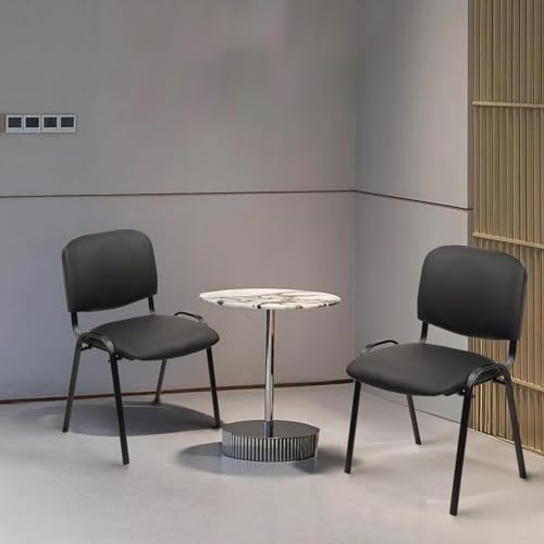 Image of CLATINA Stackable Waiting Room Chairs, PU Leather Guest Reception Chair with Upholstered Thickene Seat and Back Support, Stacking Chair Metal Leg for Office School Church Conference, Black, 10 Pack
