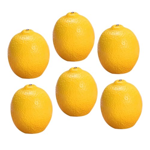 DEARMAMY 6 pièces Lot de Citrons Miniatures Artificiels Réalistes Décorations Fruits Miniatures Durables pour Maison Fête et Affichage Créatif