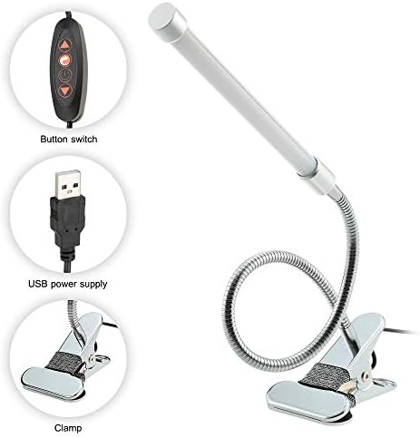 Lixada 10-Level Dimmable Eye Protection LED and Adjustable Clamp with 3 Lighting Colors and USB Powered (10W 36 LEDs) (5.5 x 12 x 38 cm) White