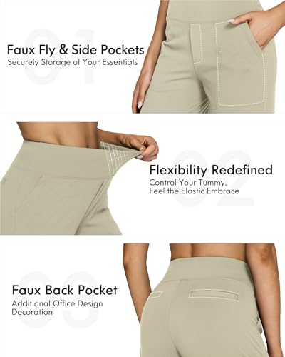 G4Free Women'S Wide Leg Pants Yoga Leggings With Pockets Breathable Business Casual Workout Pull On Pants Lightweight thumb #4