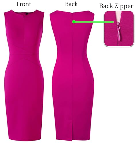 Image of VFSHOW Womens Front Zipper Work Business Office Bodycon Dress Elegant Professional Career Church Party Pencil Sheath Dress