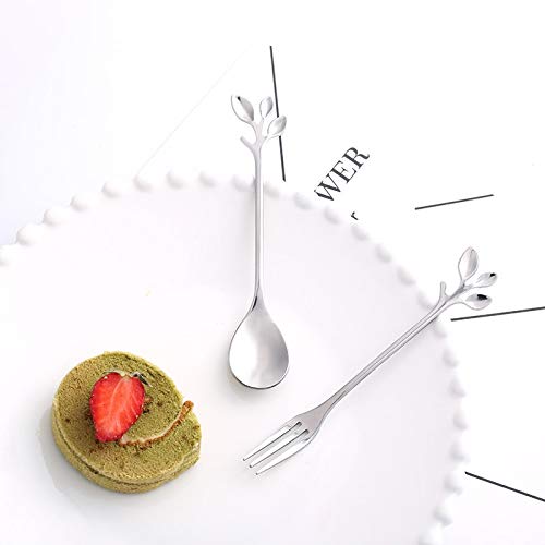 20 Pack Stainless Steel Leaf Coffee Spoon Tableware Dessert Spoons, Stirring, Mixing, Sugar, Stir, Ice Cream, Cake, Teaspoon 4.7 Inch Silver #TOP3