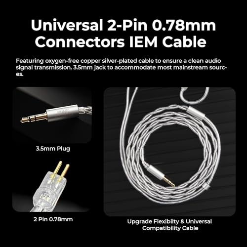 Image of HiFiGo Binary EP321 MEMS in-Ear Monitor, Direct-Drive MEMS Earphones, 3BA +2DD+1MEMS Hybrid IEM with Iridescent CNC Stainless Steel Faceplates for Musician Audiophile (3.5mm)