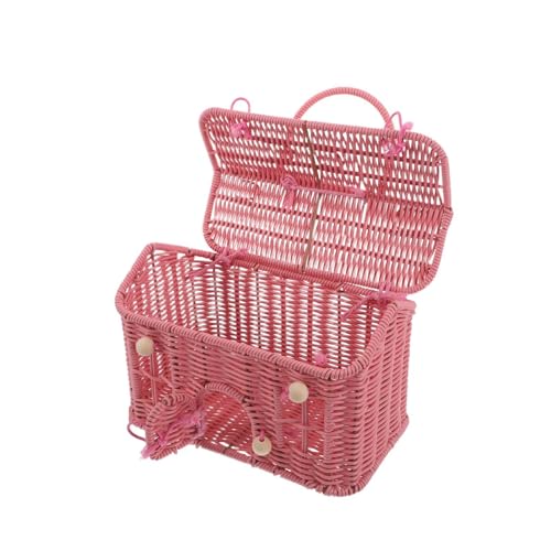 CAXUSD Panier Tressé Imitation Rotin Forme Maison avec Poignée Panier Vintage Multifonction pour Rangement et Pique- Robuste pour Extérieur et Voyage