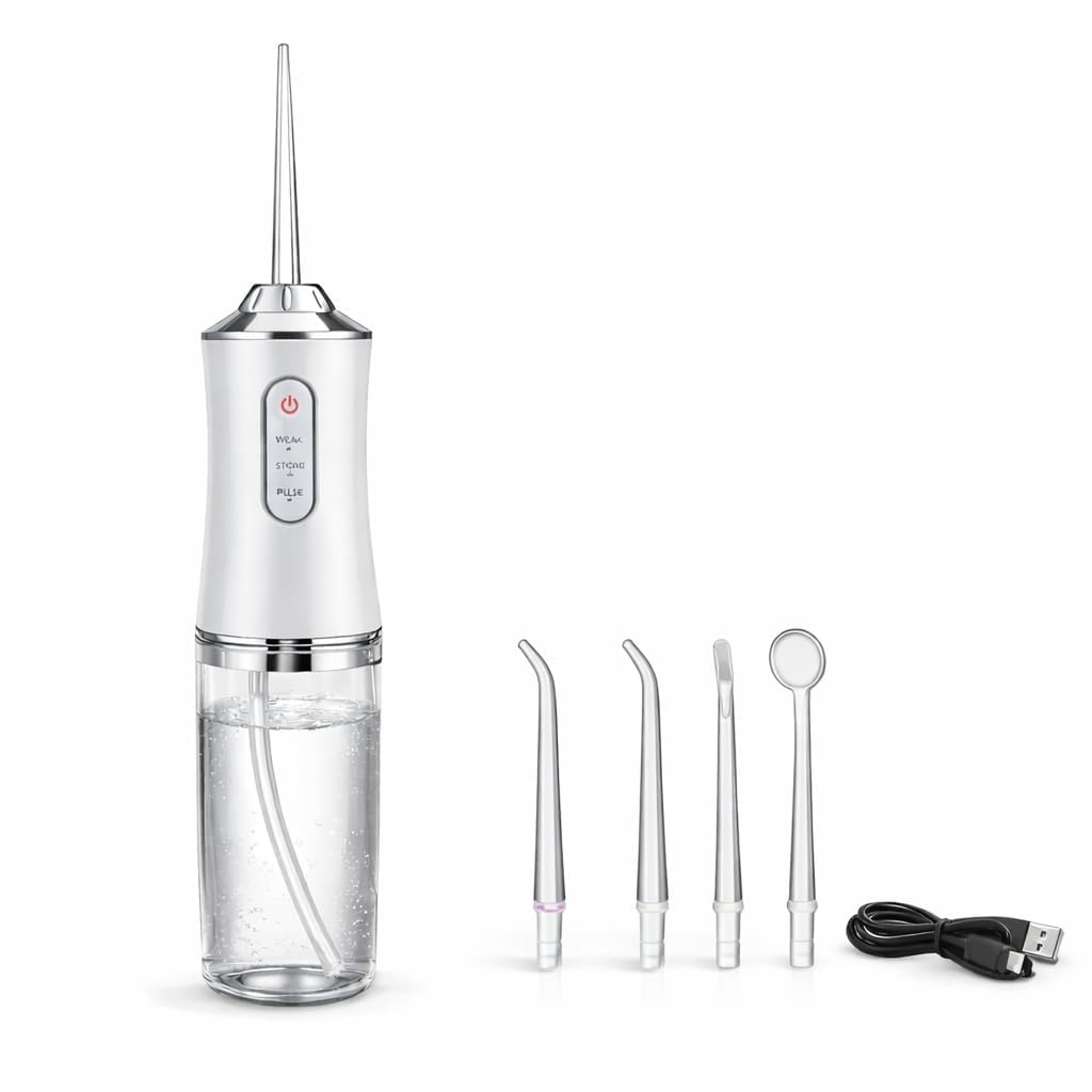 Portable Oral Irrigator Water Flosser with 3 Modes Soft Normal Pulse, USB Rechargeable Cordless Dental Cleaner with 4 Nozzles, Water Jet Flosser Device for Teeth Cleaning at Home and Travel-picture-36
