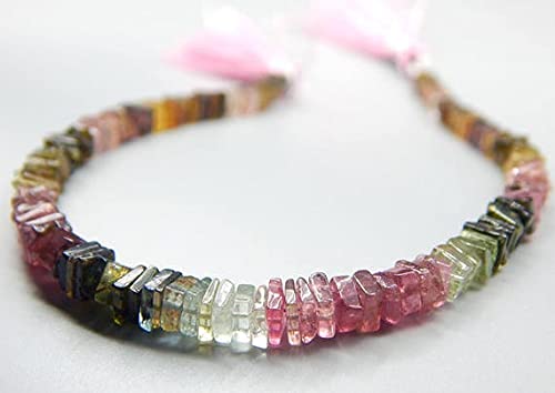 Tourmaline multicolore carrée 5mm en perles lisses pour réparer et personnaliser un collier