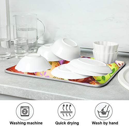 Qilmy Easter Colorful Eggs Dish Drying Mat Absorbent Microfiber Pad Protector For Kitchen,Counter Top Mat,Dish Drainboard,18X24Inch #TOP6