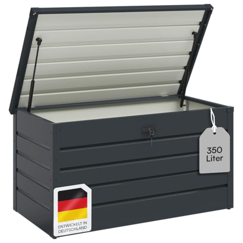 STEELSØN Dorado Gartenbox aus verzinktem Metall 350 Liter – Outdoor Box wasserdicht...