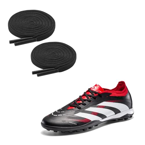 TwizzTop Thin Flat Football Laces 4mm ShoeLaces for Trainers Tennis Shoes 2 Pairs Repalcement Laces for Running Shoes Skate Boots Black 140cm